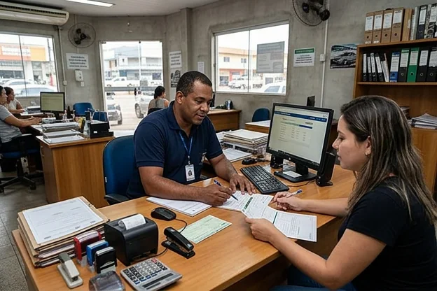 Despachante em Marabá auxiliando no licenciamento de veículo.
