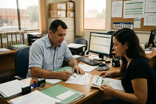 Profissional de despachante em Marabá durante o processo de transferência de veículo.